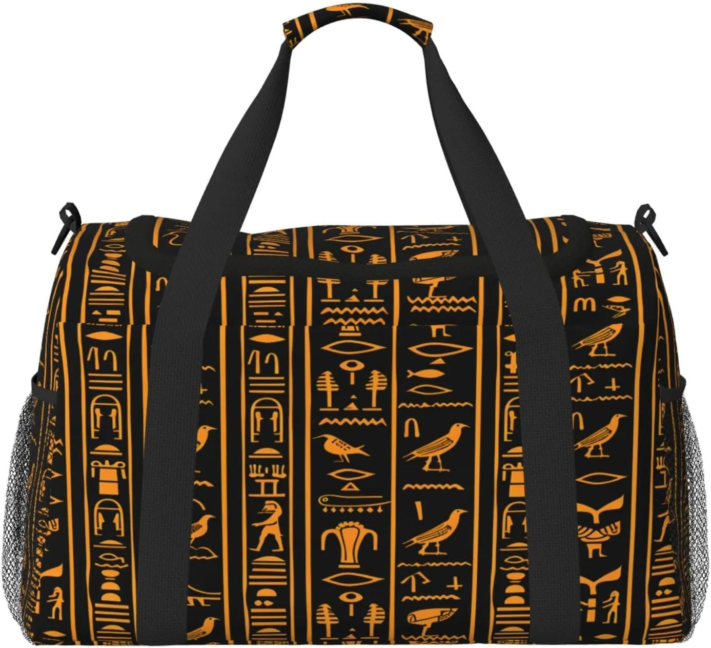 Duffle Bag Ancient Egyptian Hieroglyphs Pattern Travel Duffel Bags for Men Women with Adjustable Strap Carry on Gym Bag Overnight Weekender Bag