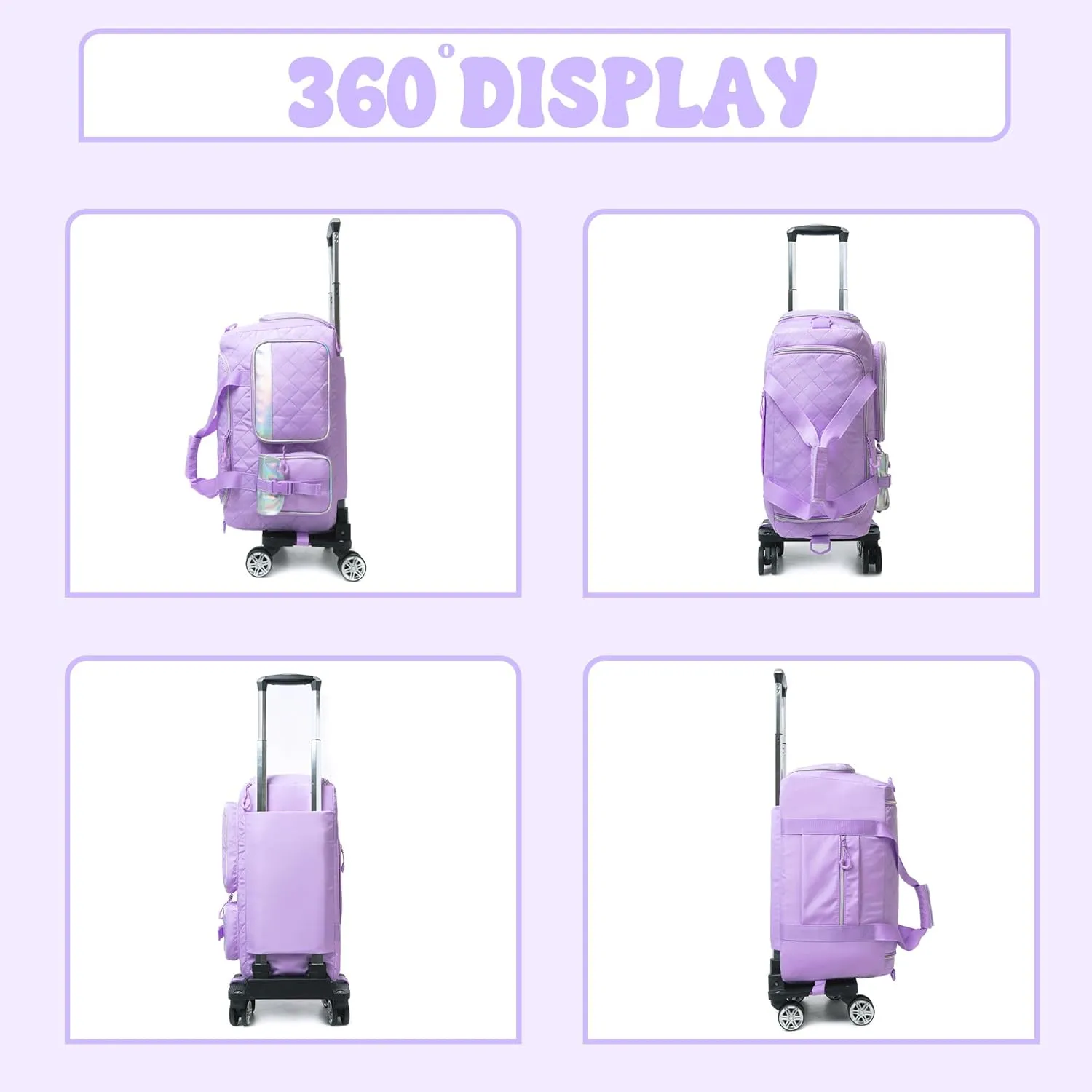 Duffle Bag for Travel Bag with Wheels for Women Weekender Bag with Shoes Compartment Gym Bag for Girls Carry On Overnight Bag for Women with Toiletry Bag