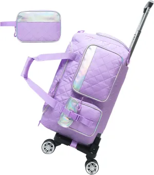 Duffle Bag for Travel Bag with Wheels for Women Weekender Bag with Shoes Compartment Gym Bag for Girls Carry On Overnight Bag for Women with Toiletry Bag