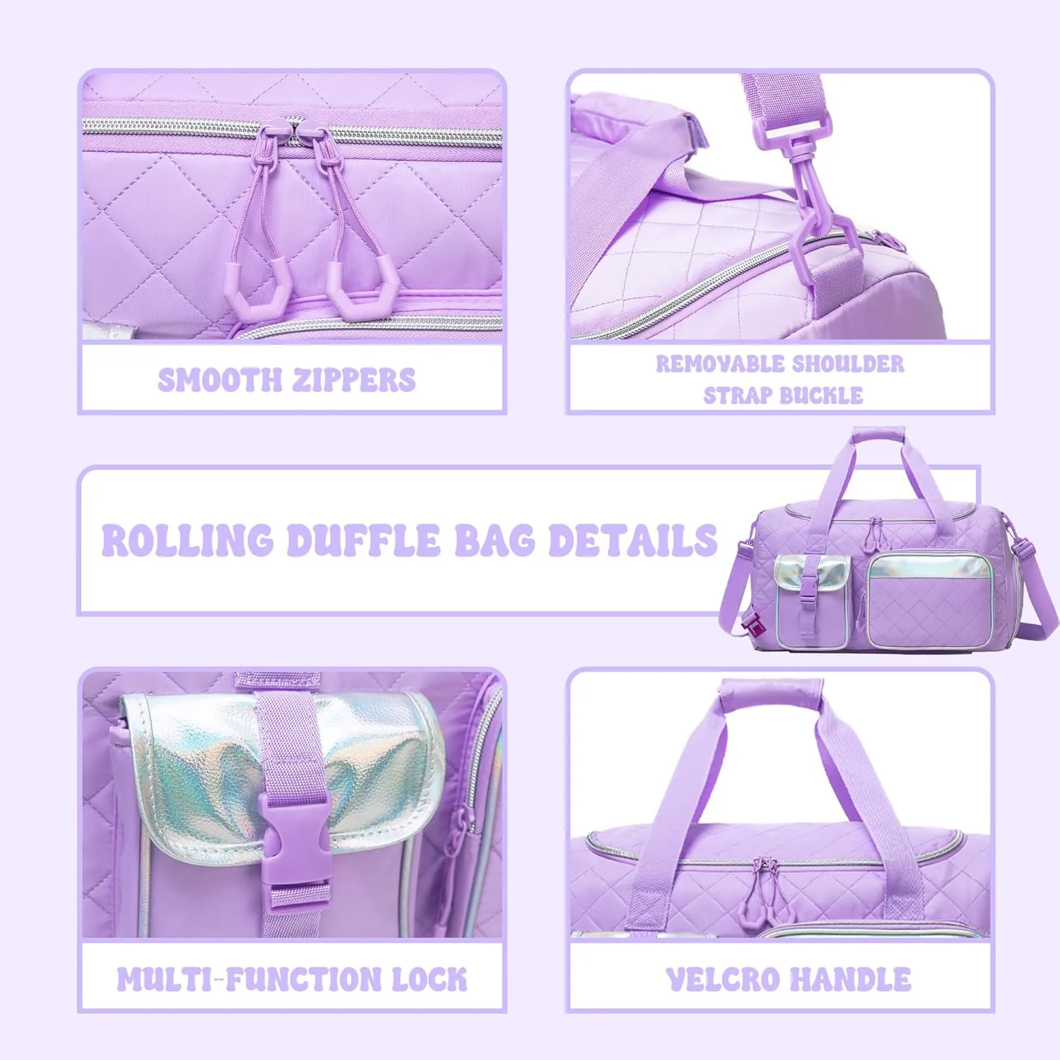 Duffle Bag for Travel Bag with Wheels for Women Weekender Bag with Shoes Compartment Gym Bag for Girls Carry On Overnight Bag for Women with Toiletry Bag