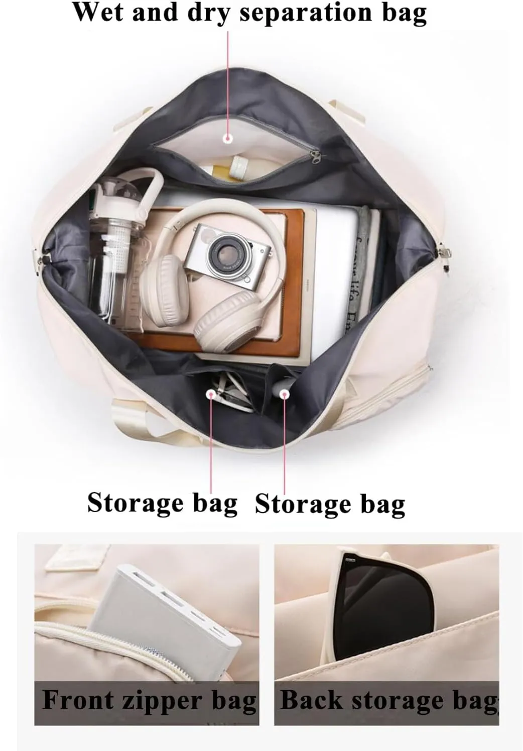 Duffle Bag Gym Bags Waterproof Weekender Bags For Women,With Shoes Compartment Wet Pocket,Sports Bag,Travel Duffle Bag (Green)