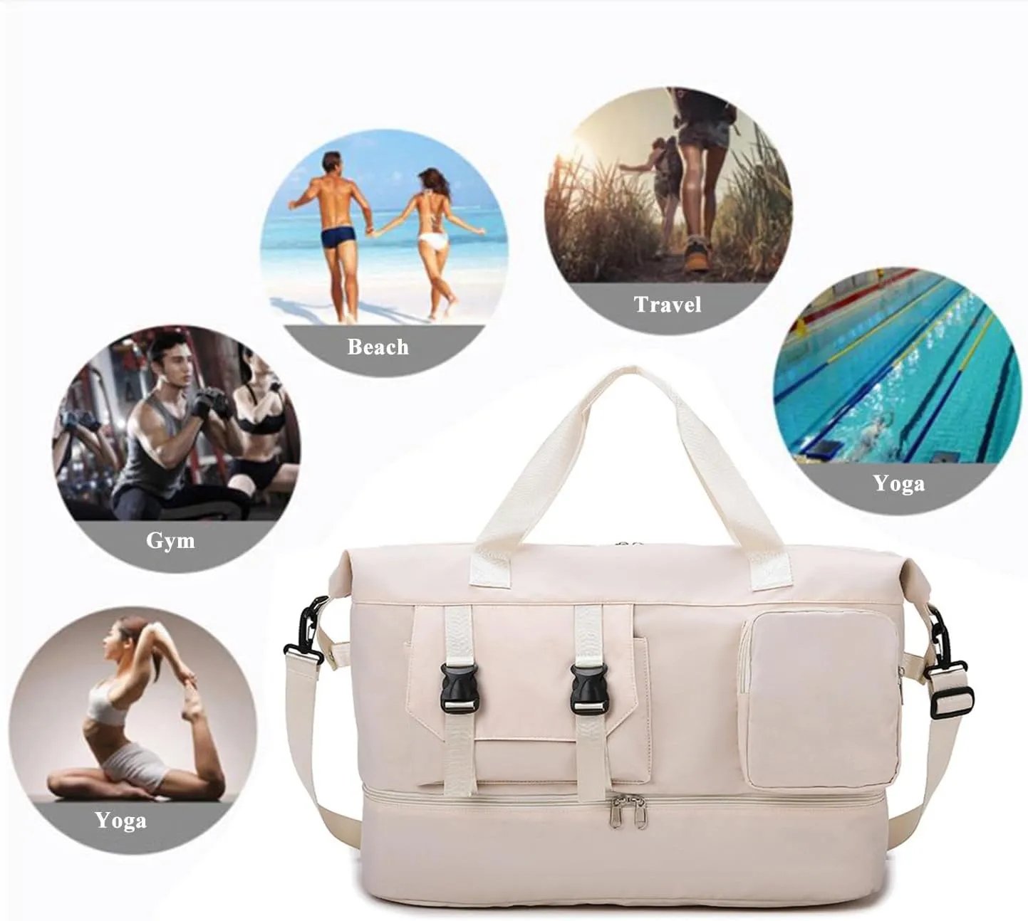 Duffle Bag Gym Bags Waterproof Weekender Bags For Women,With Shoes Compartment Wet Pocket,Sports Bag,Travel Duffle Bag (Green)