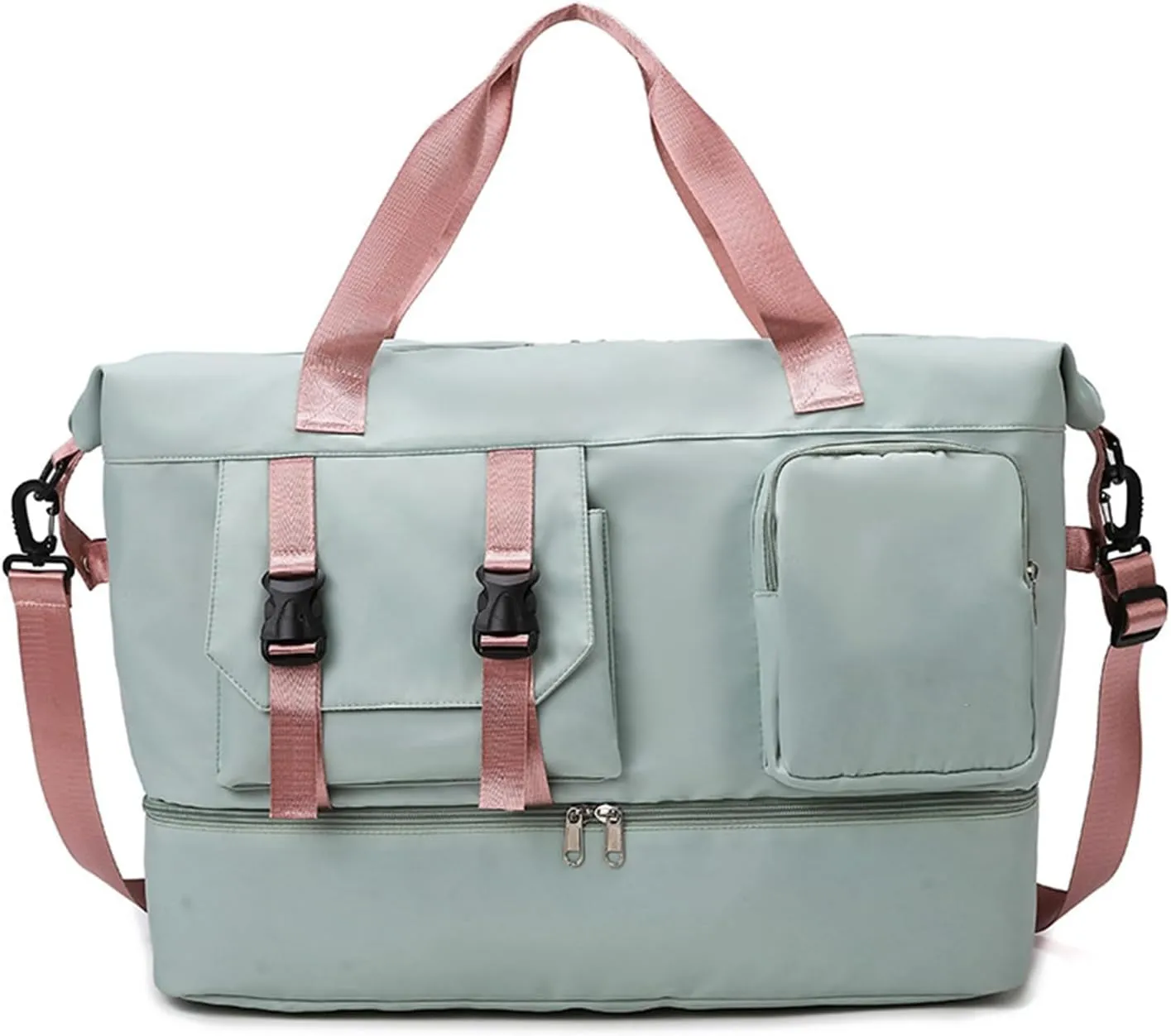 Duffle Bag Gym Bags Waterproof Weekender Bags For Women,With Shoes Compartment Wet Pocket,Sports Bag,Travel Duffle Bag (Green)