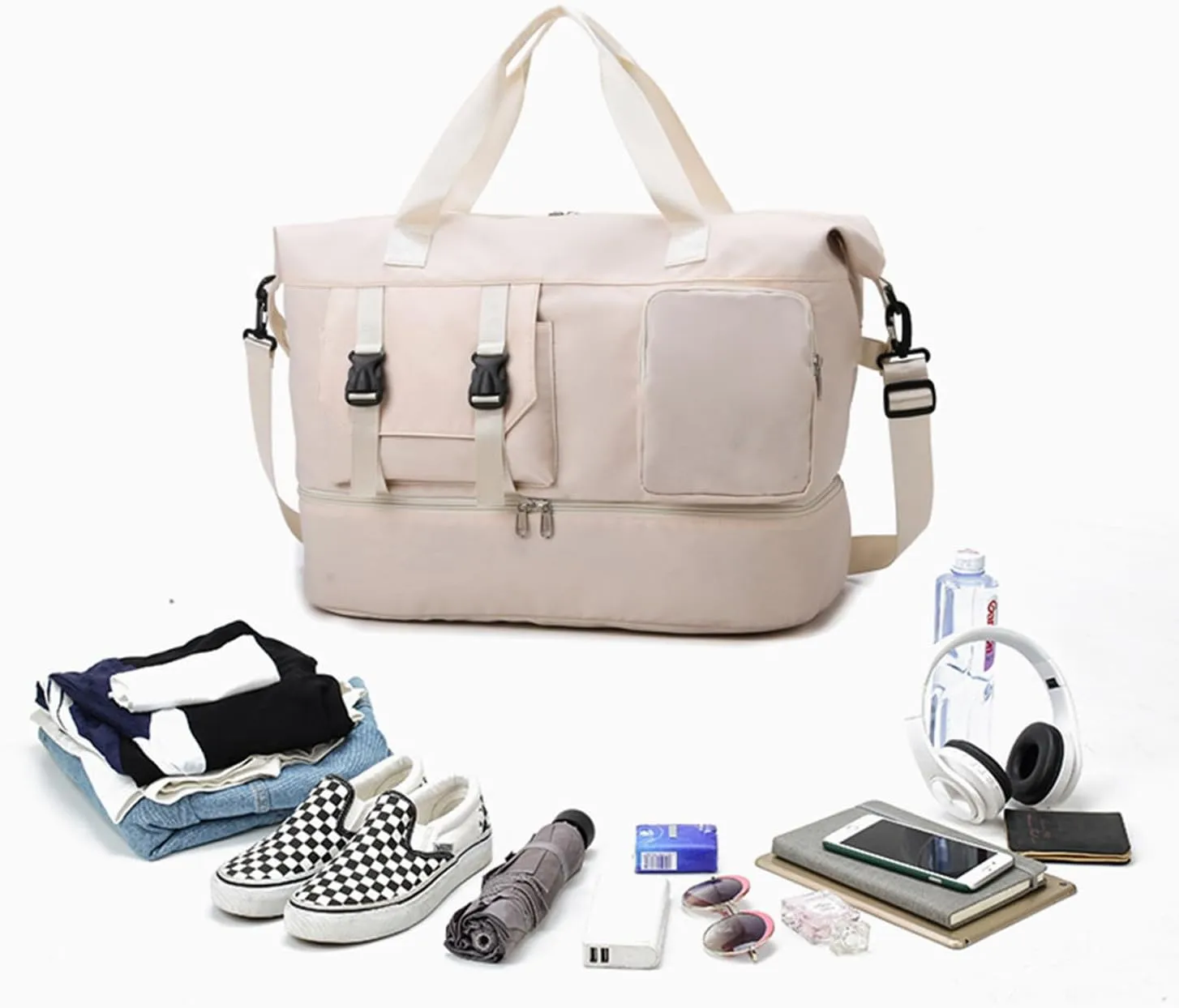 Duffle Bag Gym Bags Waterproof Weekender Bags For Women,With Shoes Compartment Wet Pocket,Sports Bag,Travel Duffle Bag (Green)