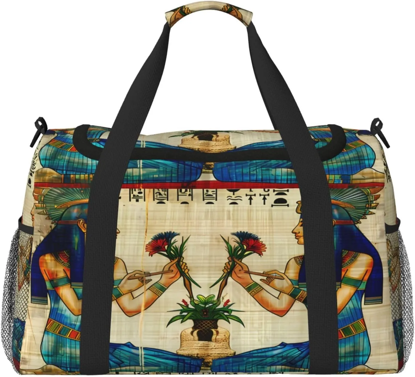 Duffle Bag Retro Ancient Egyptian Egypt Women Travel Duffel Bags for Men Women with Adjustable Strap Carry on Gym Bag Overnight Weekender Bag