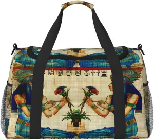 Duffle Bag Retro Ancient Egyptian Egypt Women Travel Duffel Bags for Men Women with Adjustable Strap Carry on Gym Bag Overnight Weekender Bag
