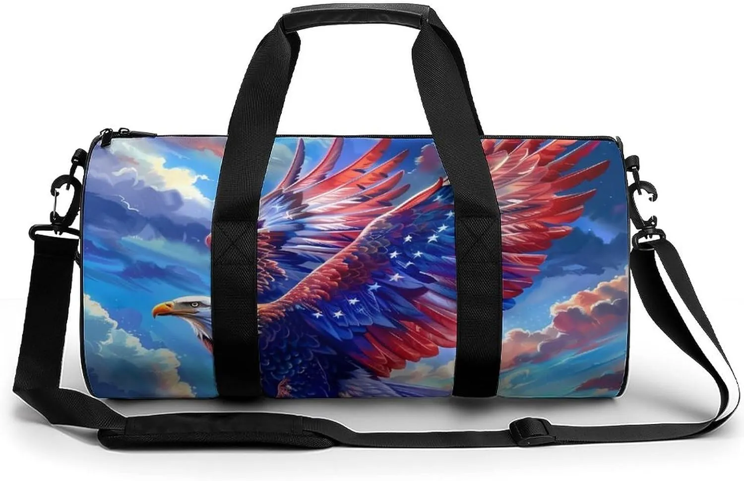 Ea-gle U.S. Pattern Wing Printed Sports Gym Bag for Women Men Travel Duffel Bag Workout Weekender Bags