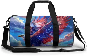 Ea-gle U.S. Pattern Wing Printed Sports Gym Bag for Women Men Travel Duffel Bag Workout Weekender Bags
