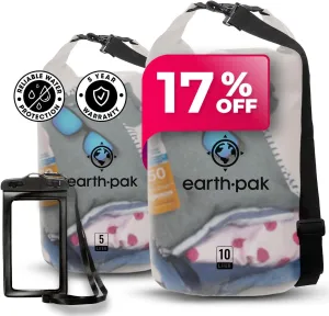 Earth Pak Waterproof Dry Bag - Roll Top Waterproof Backpack Clear, 5L & 10L