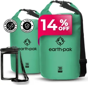 Earth Pak Waterproof Dry Bag - Roll Top Waterproof Backpack Sack (20L Seafoam & 30L Seafoam)