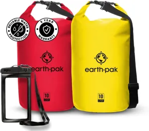 Earth Pak Waterproof Dry Bag - Roll Top Waterproof Backpack Sack Keeps Gear Dry for Kayaking, Beach, Rafting, Boating, Hiking, Camping and Fishing with Waterproof Phone Case