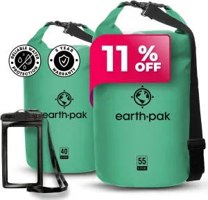 Earth Pak Waterproof Dry Bag - Roll Top Waterproof Backpack Sack (Seafoam Green 40L & 55L)