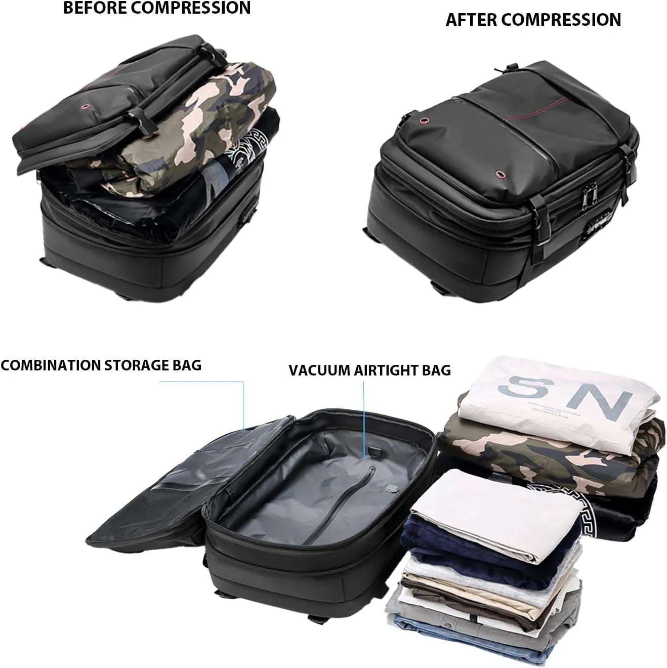 Easyvacpack,Vacpack Backpack,Travel Backpack With Vacuum System,Air Vacuum Backpack For Travel (Gray)