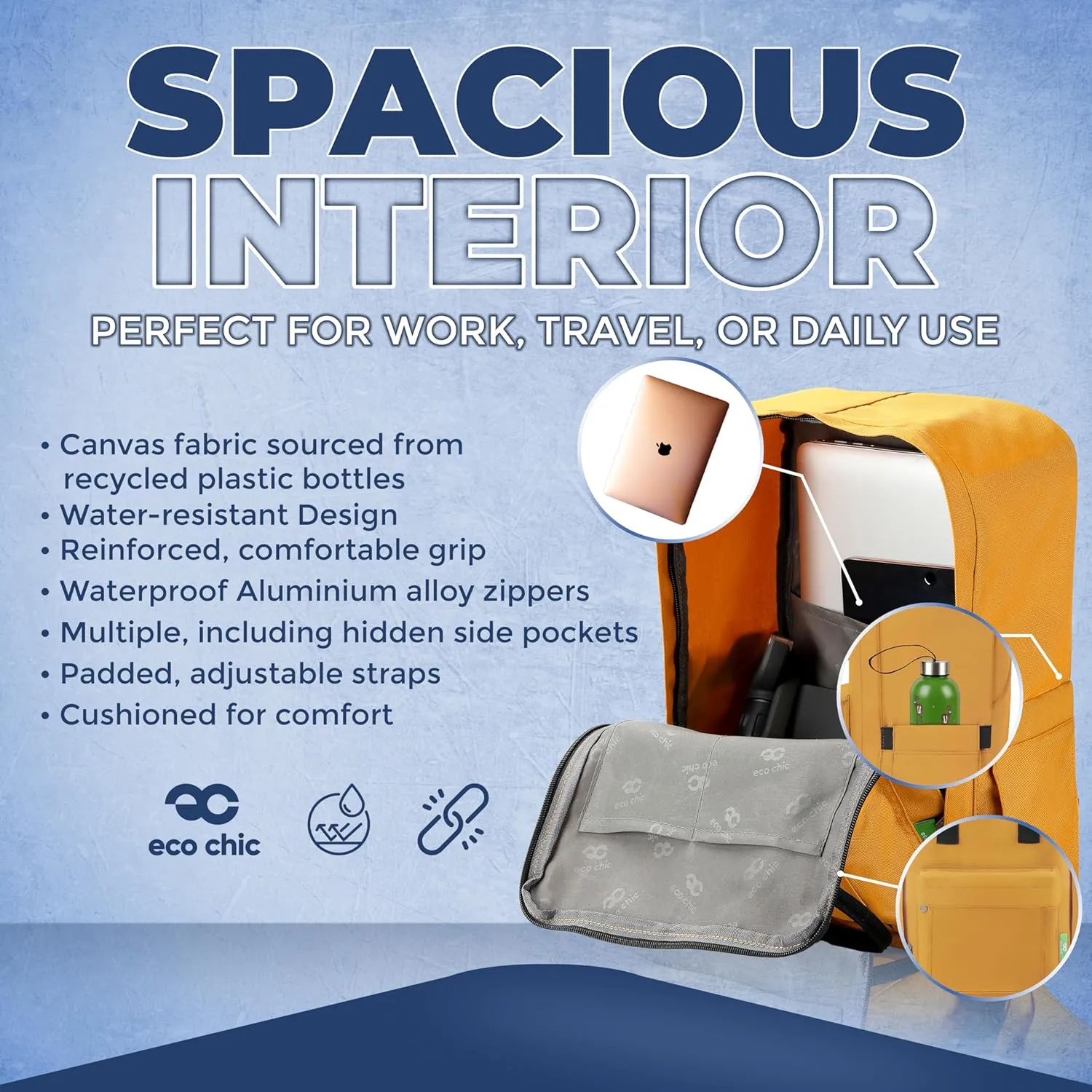 ECO CHIC Waterproof Recycled Canvas Twin-Handle Backpack – Sustainable Laptop Backpack