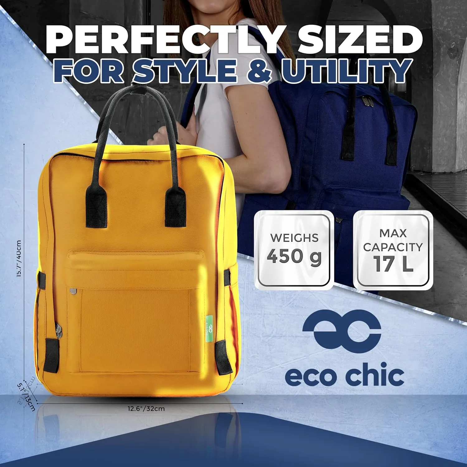ECO CHIC Waterproof Recycled Canvas Twin-Handle Backpack – Sustainable Laptop Backpack