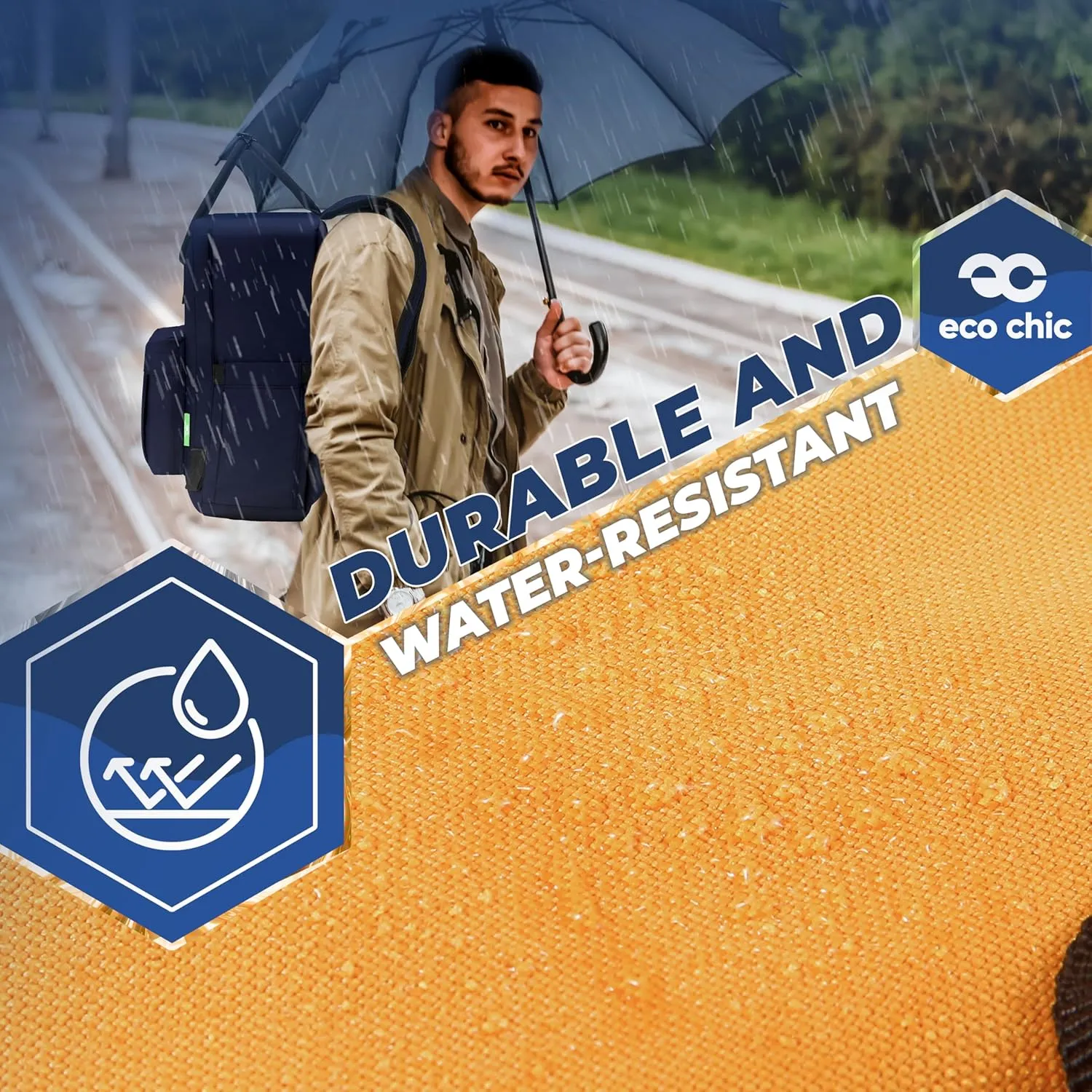 ECO CHIC Waterproof Recycled Canvas Twin-Handle Backpack – Sustainable Laptop Backpack