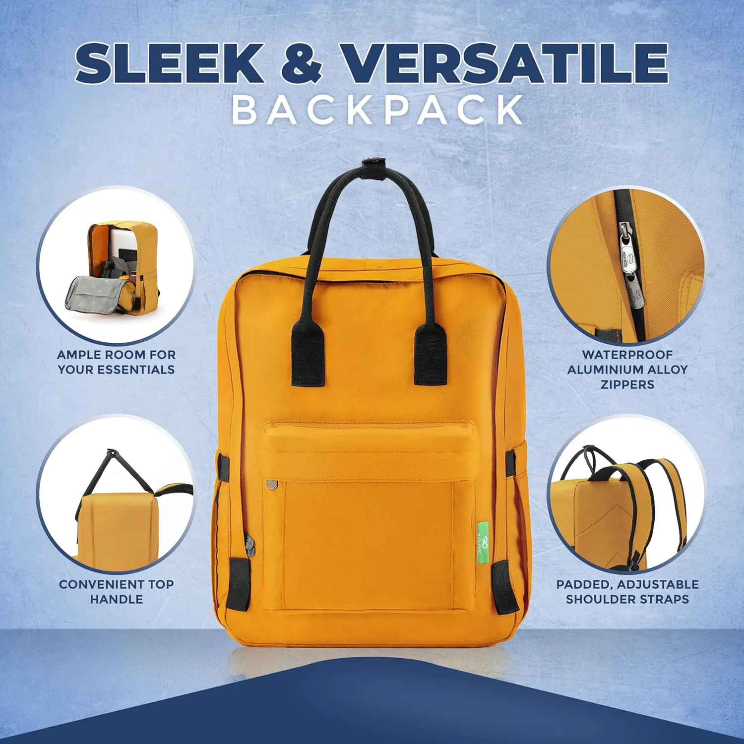 ECO CHIC Waterproof Recycled Canvas Twin-Handle Backpack – Sustainable Laptop Backpack