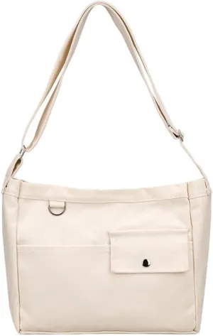 Economical Cotton Canvas Tote Bag,Women Hobo Shoulder Bag Crossbody Handbag with 3 External Pocket,Zipper Closure