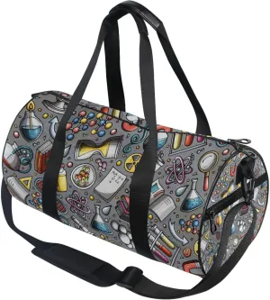 Educational Science Cartoon Cute Gym Duffle Bag for Women Men Sports Fitness Bag Workout Travel Gymnastics Dance