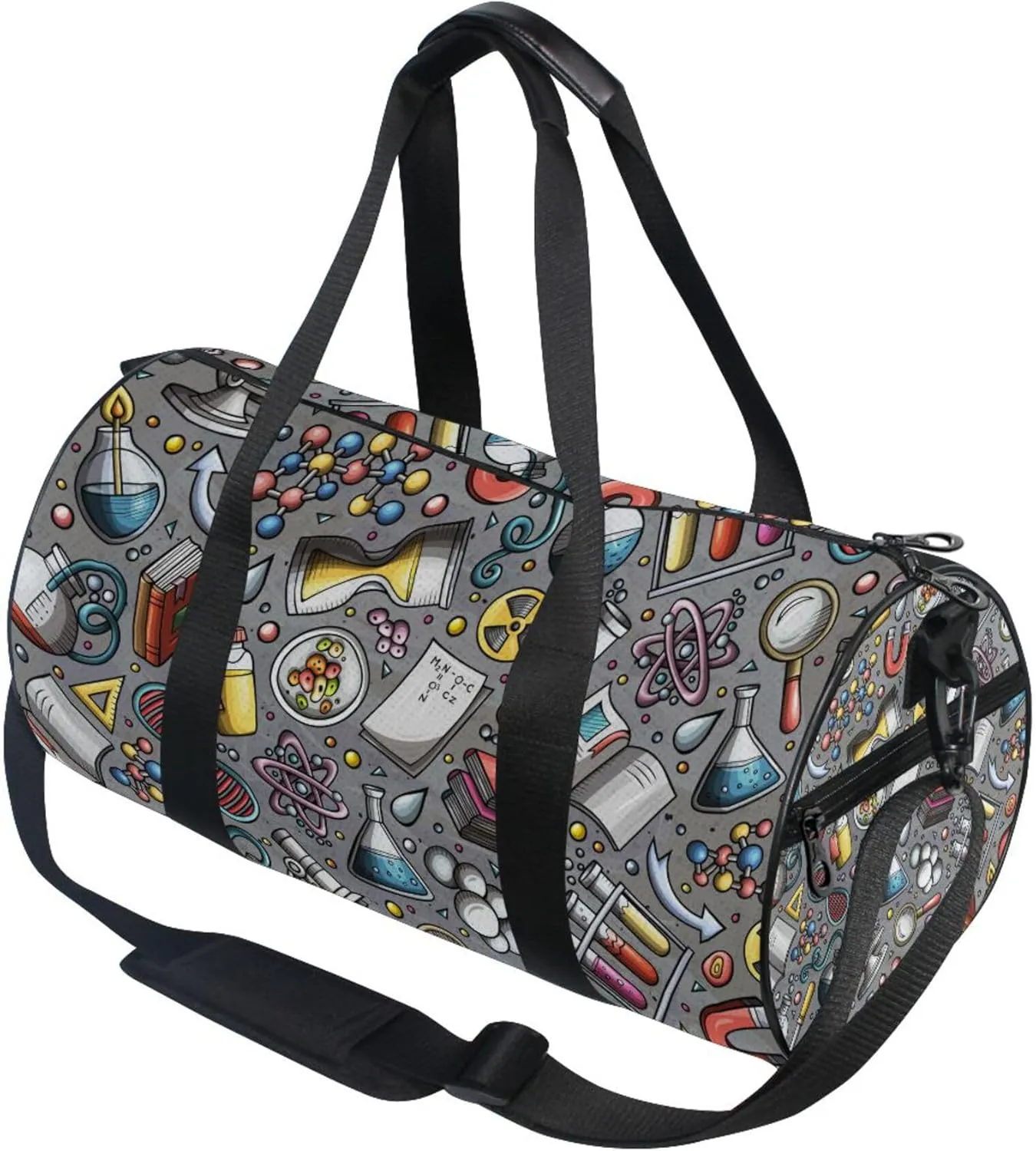 Educational Science Cartoon Cute Gym Duffle Bag for Women Men Sports Fitness Bag Workout Travel Gymnastics Dance
