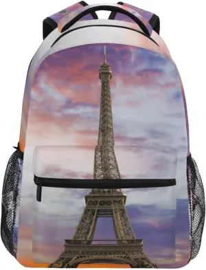 Eiffel Tower Sunset Paris France Backpacks Bookbags Daypack Travel School College Bag