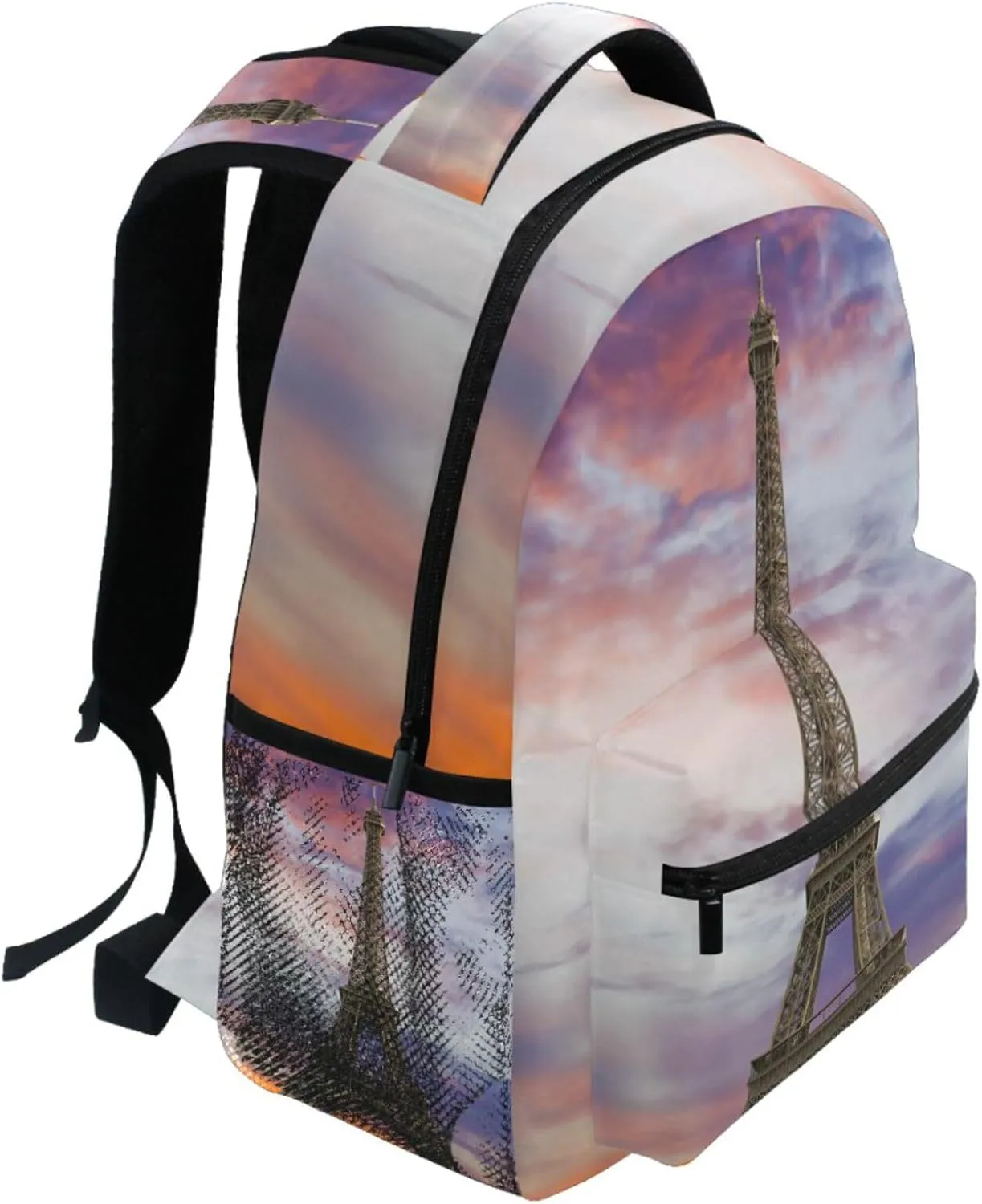 Eiffel Tower Sunset Paris France Backpacks Bookbags Daypack Travel School College Bag