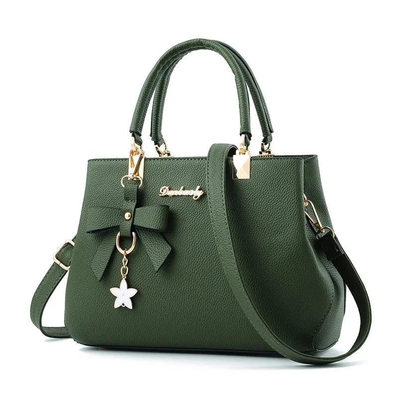 Elegant Crossbody Tote – Floral Charm Shoulder Bag for Office & Everyday Style