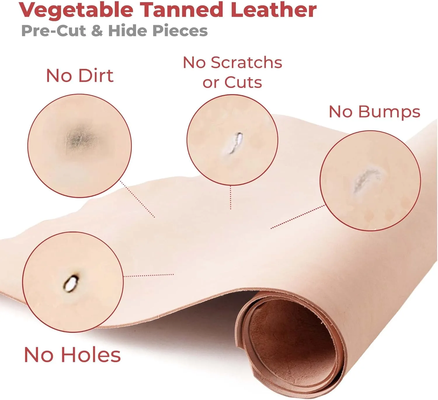 ELW 8-9 oz (3.2-3.6mm) Thickness Weight Pre-Cut 4-6 SQ FT Vegetable Tanned Leather Cowhide Grade AB Full Grain Leather for Tooling, Carving, Engraving, Molding, Embossing, Stamping, & Dyeing