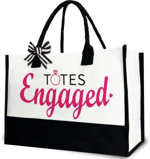 Engagement Tote Bag for Women, Totes Engaged Canvas Tote Bag Gift for Bride to be, Future Mrs Gift for Wedding, Bridal Shower, Bachelorette Party, Honeymoon, 12x17 inch