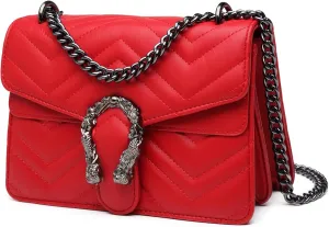 Eslcorri Satchel Purse and Crossbody Bags for Women - Leather Chain Shoulder Bags Vintage Evening Clutch Handbags