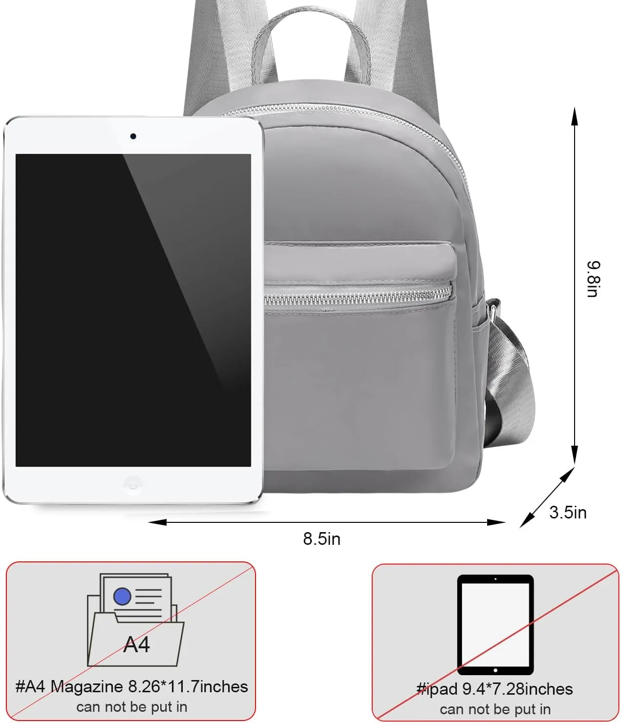 Etercycle Mini Backpack Purse for women, Small Backpack Purse, Shoulder Bag for Travel (Gray)