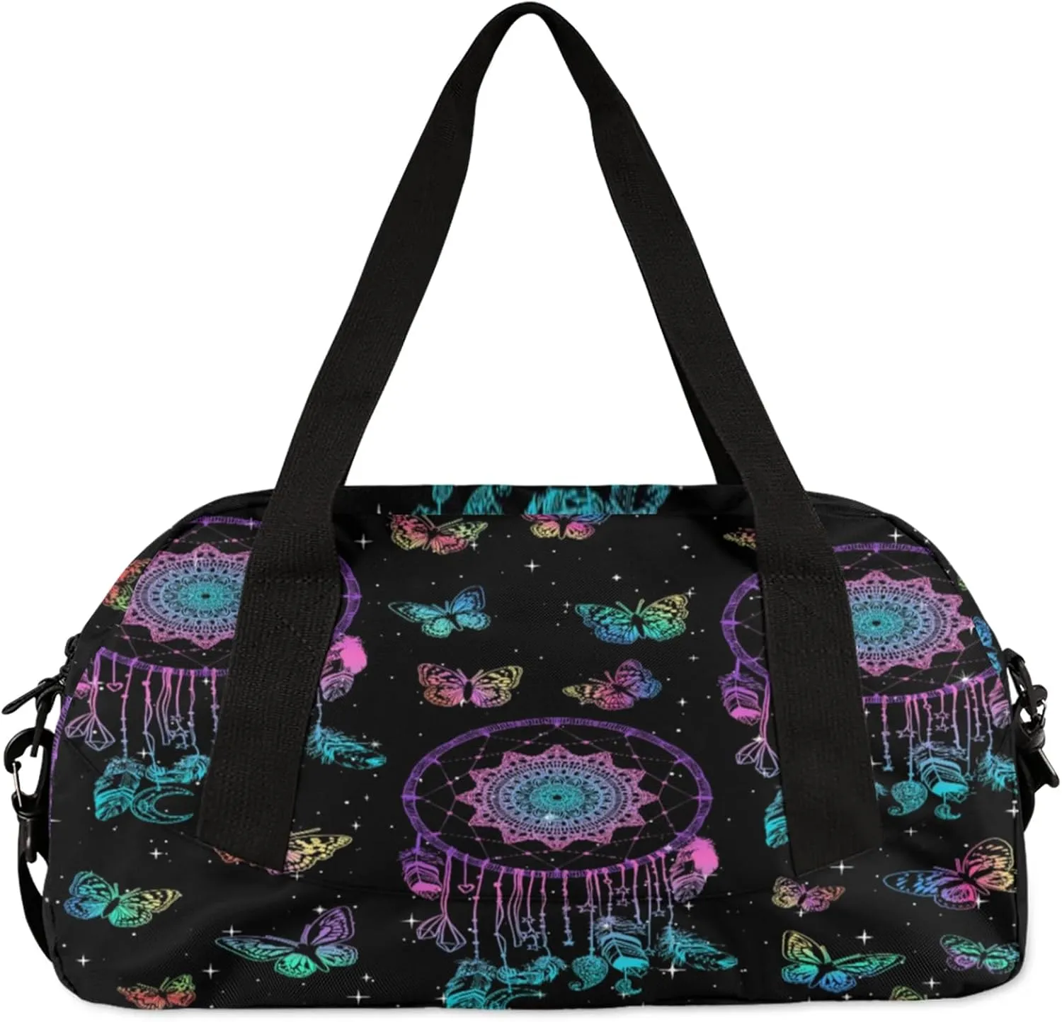 Ethnic Tribe Dreamcatcher Kids Duffel Bag Lightweight Waterproof Sports Gym Bag with Front Zipper Pocket Foldable Weekender Overnight Bag for School Practice Gymnastic Ballet
