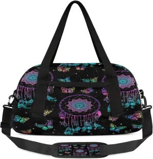 Ethnic Tribe Dreamcatcher Kids Duffel Bag Lightweight Waterproof Sports Gym Bag with Front Zipper Pocket Foldable Weekender Overnight Bag for School Practice Gymnastic Ballet
