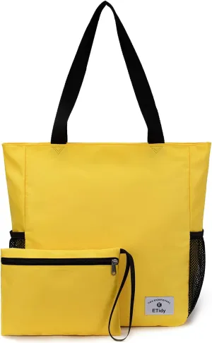 ETidy Large Capacity Foldable Tote Bag With Zipper Water-resistant SandproofWomen Beach Bag Handbag GymBag Travel ShoppingBag
