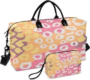 Exnundod Light Watercolor Leopard Travel Duffel Bags for Women Sports Gym Bag Weekender Carry On Tote Overnight Luggage Duffle Bags