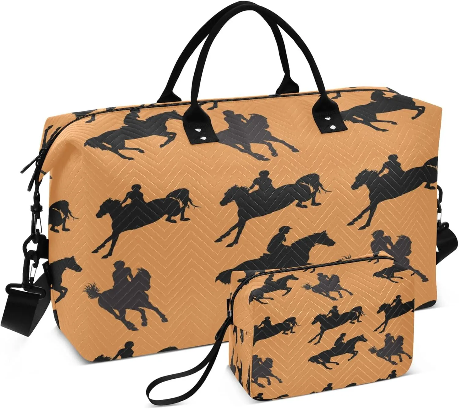 Exnundod Travel Duffel Bags Sports Horses and Riders Pattern Sports Gym Bag Weekender Carry On Tote Overnight Luggage Bags for Women and Men