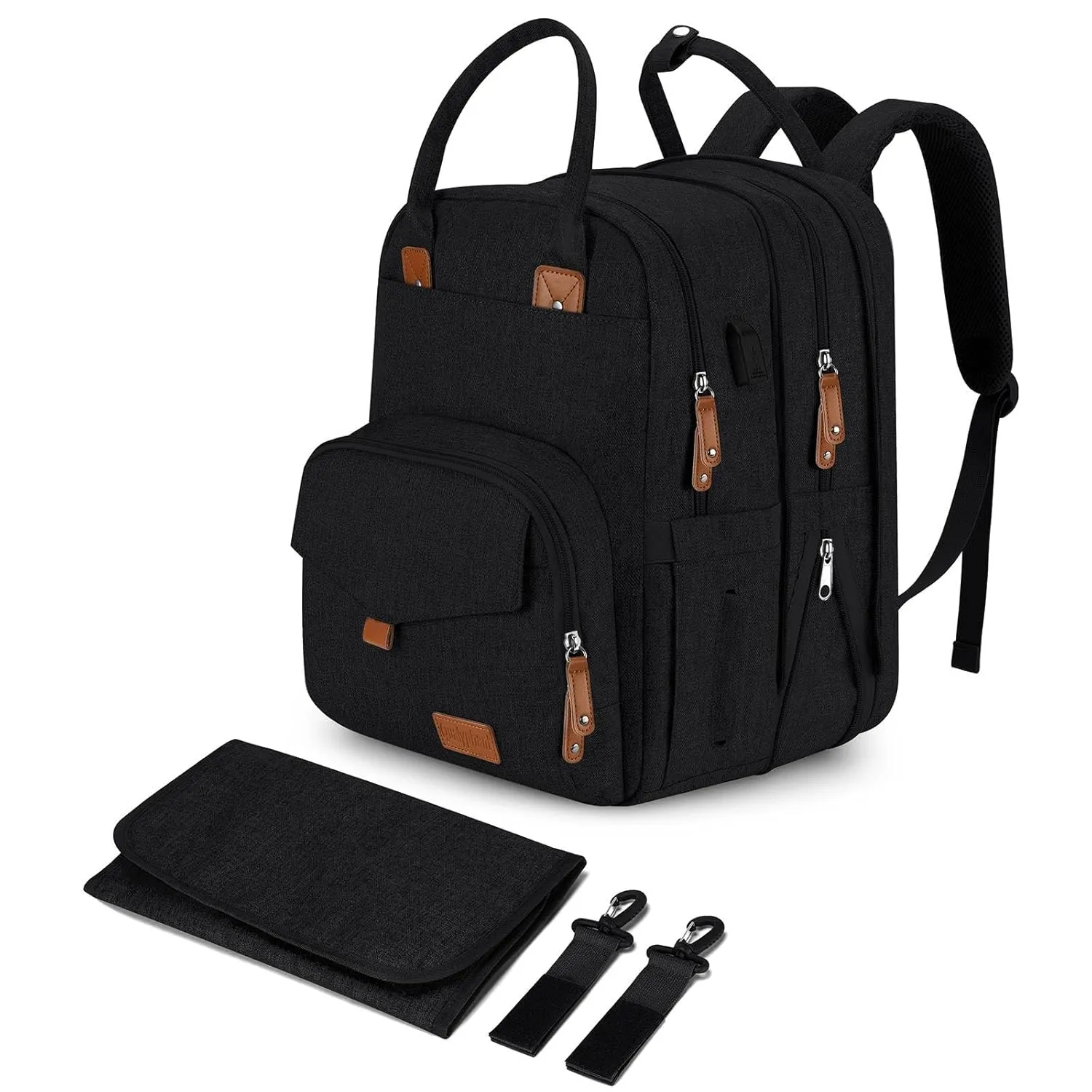 Extra Large Diaper Bag for 2 Kids - Expandable 35L Twin Diapers Bags Backpack with 4 Insulated & 16" Laptop Pocket & 2 Compartments - Big Baby Backpacks - Travel Pañaleras Para Bebe, Unisex