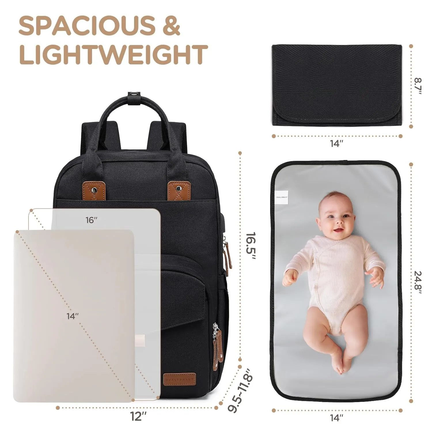 Extra Large Diaper Bag for 2 Kids - Expandable 35L Twin Diapers Bags Backpack with 4 Insulated & 16" Laptop Pocket & 2 Compartments - Big Baby Backpacks - Travel Pañaleras Para Bebe, Unisex