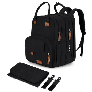 Extra Large Diaper Bag for 2 Kids - Expandable 35L Twin Diapers Bags Backpack with 4 Insulated & 16" Laptop Pocket & 2 Compartments - Big Baby Backpacks - Travel Pañaleras Para Bebe, Unisex