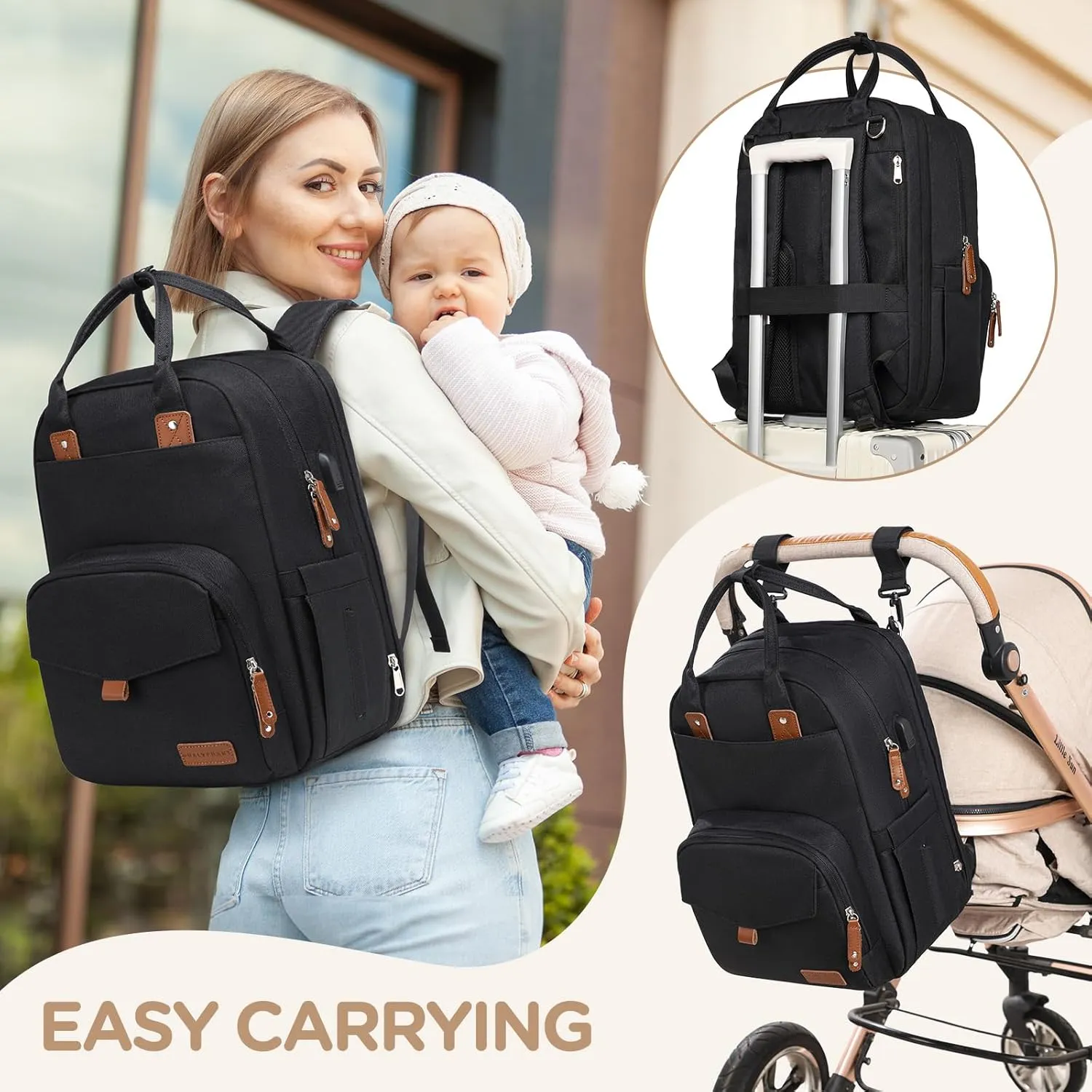 Extra Large Diaper Bag for 2 Kids - Expandable 35L Twin Diapers Bags Backpack with 4 Insulated & 16" Laptop Pocket & 2 Compartments - Big Baby Backpacks - Travel Pañaleras Para Bebe, Unisex