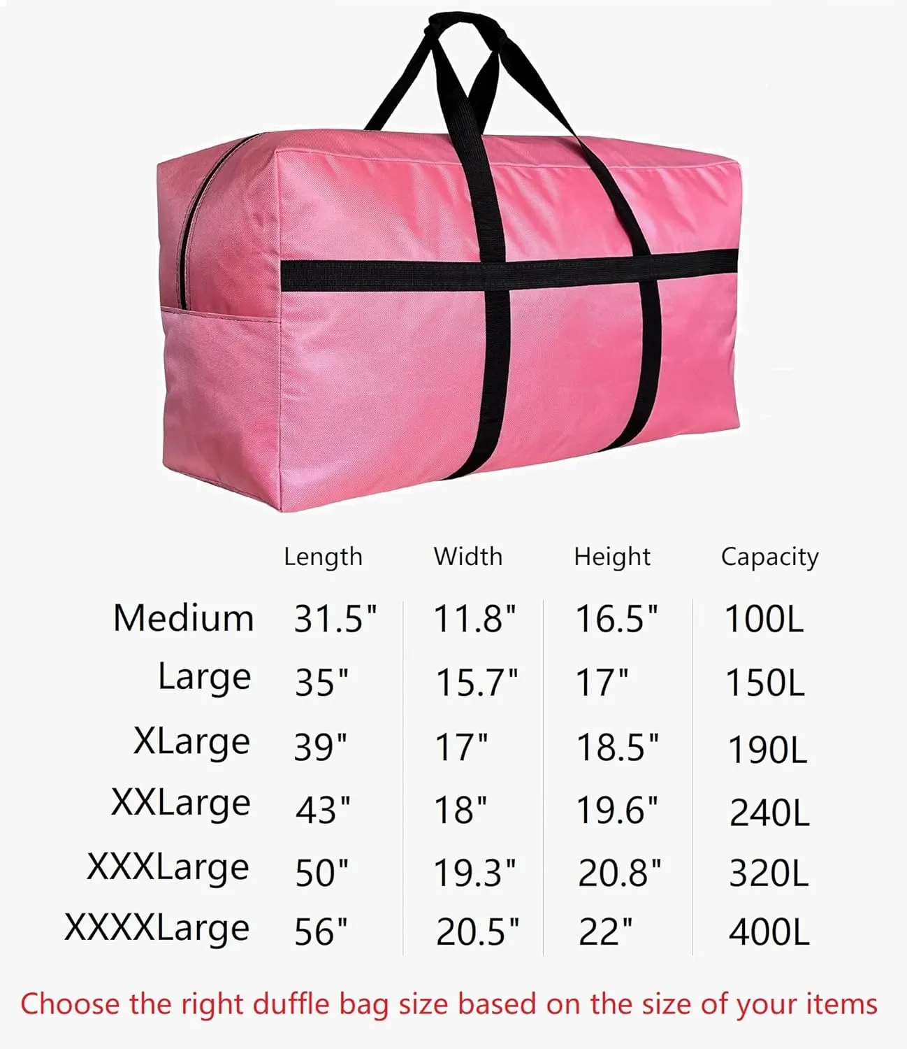 Extra Large Duffle Bag for Travel, Big Foldable Storage Bag - Purple