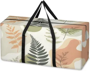 Extra Large Moving Bags Fern Leaves Print Storage Bags with Handles and Zippers Large Packing Bags for Space Saving Storage Totes Moving Supplies