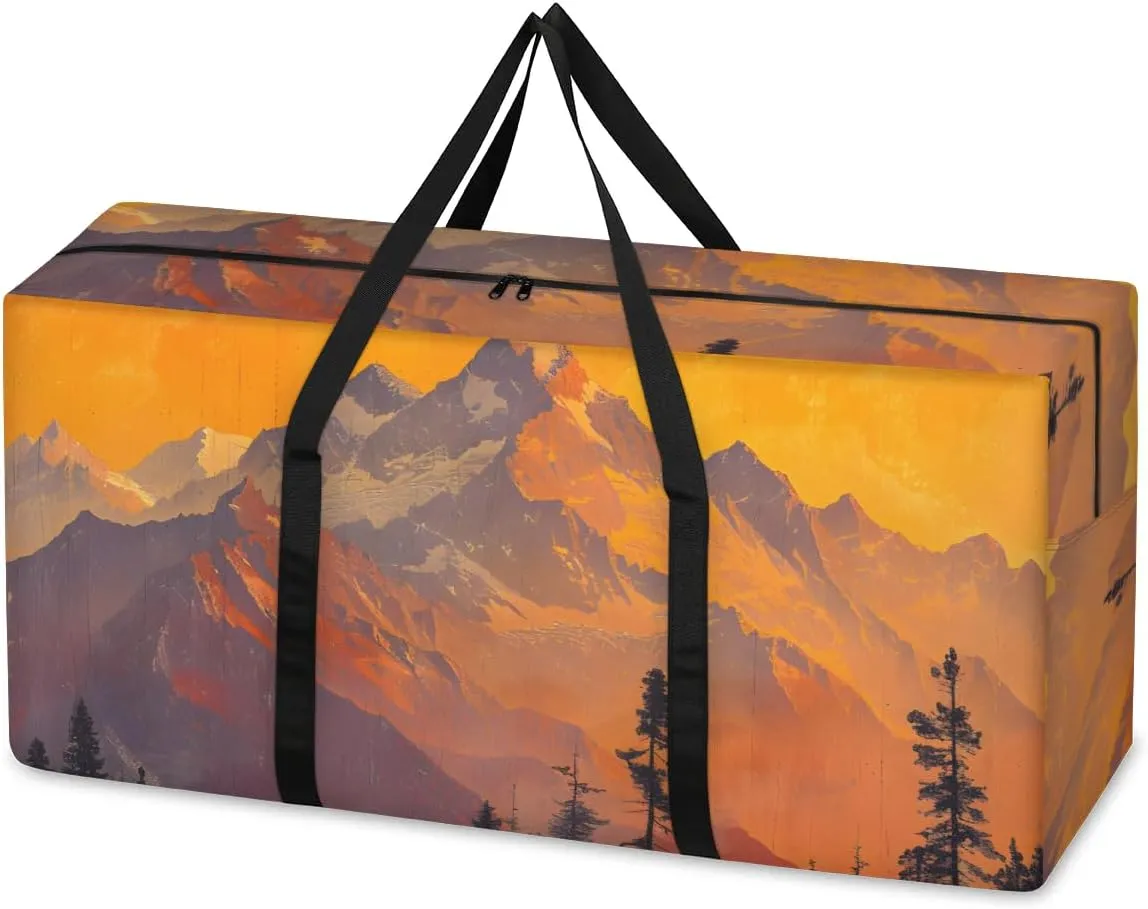 Extra Large Moving Bags Mountain Forest Print Storage Bags with Handles and Zippers Large Packing Bags for Space Saving Storage Totes Moving Supplies