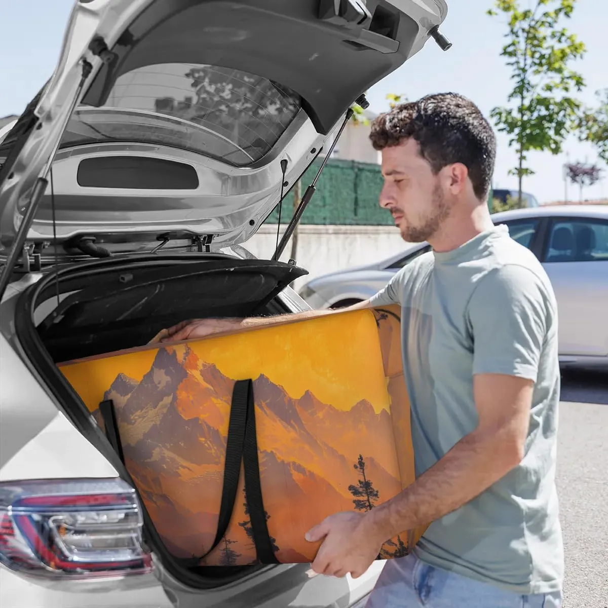 Extra Large Moving Bags Mountain Forest Print Storage Bags with Handles and Zippers Large Packing Bags for Space Saving Storage Totes Moving Supplies