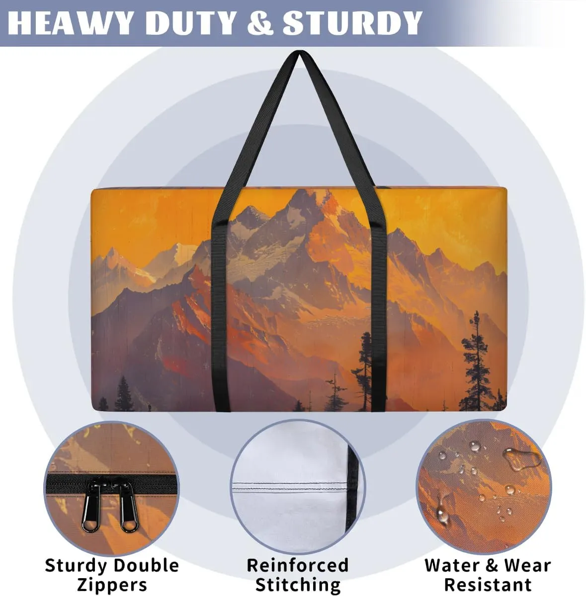 Extra Large Moving Bags Mountain Forest Print Storage Bags with Handles and Zippers Large Packing Bags for Space Saving Storage Totes Moving Supplies