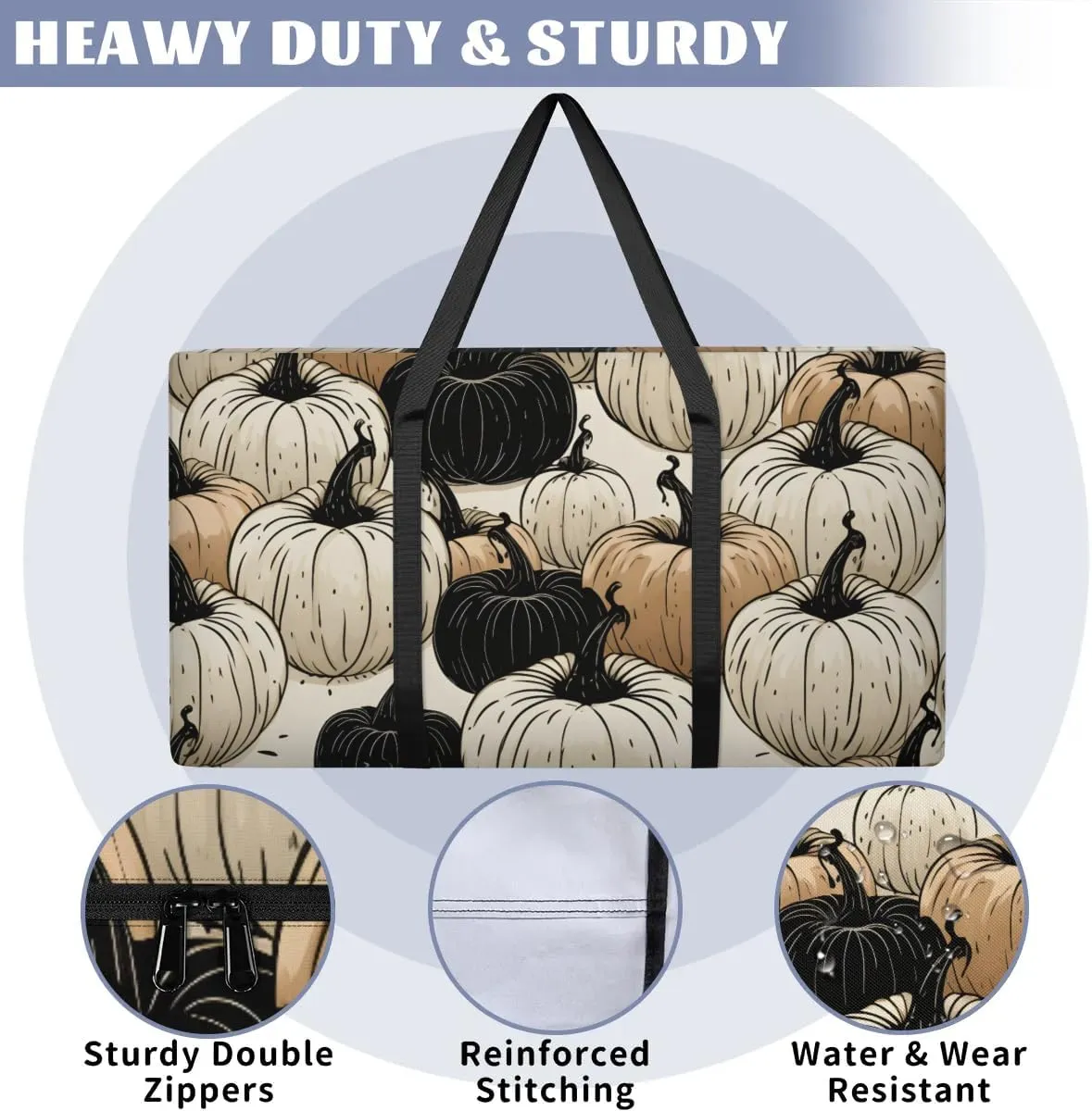 Extra Large Moving Bags Pumpkins Theme Storage Bags with Handles and Zippers Large Packing Bags for Space Saving Storage Totes Moving Supplies
