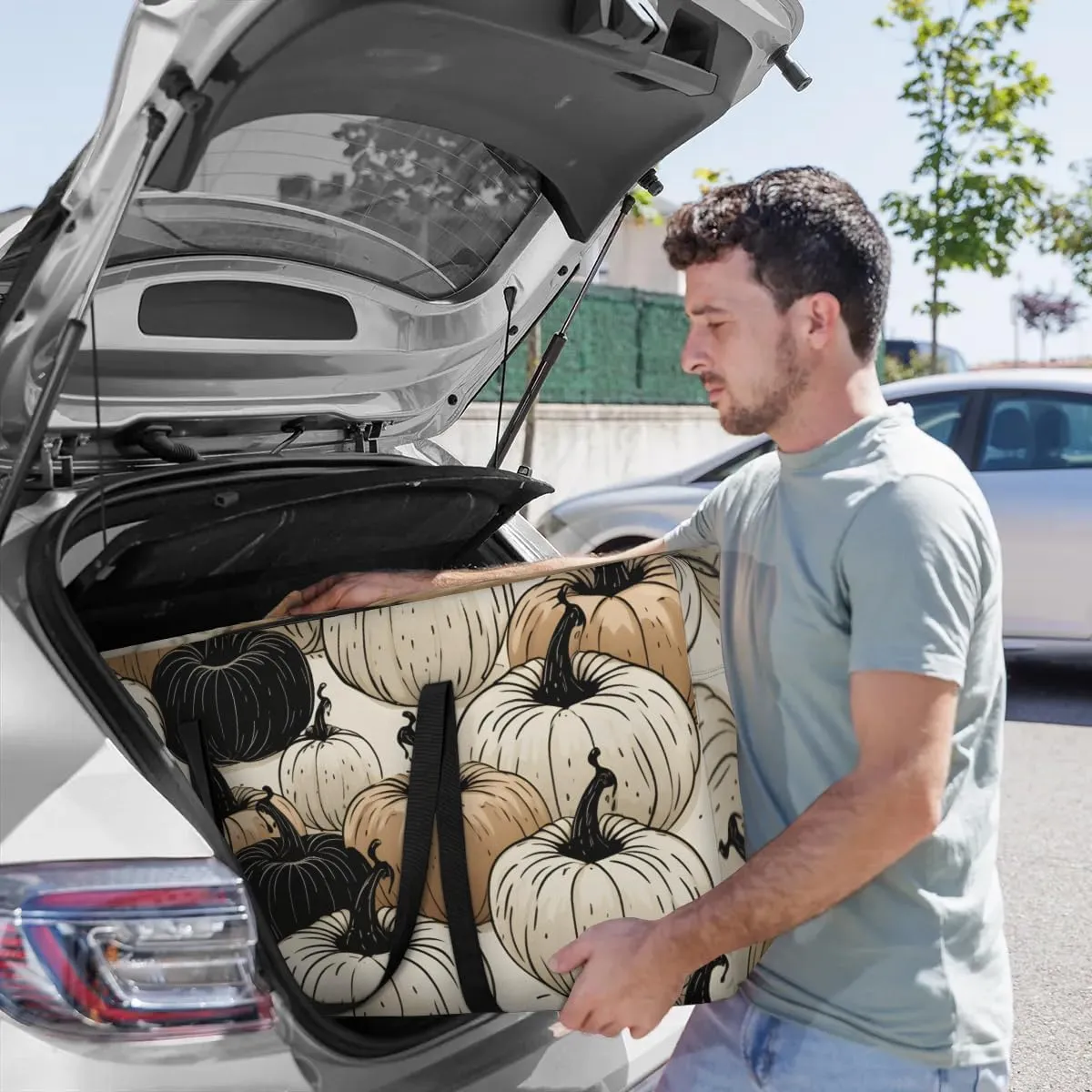 Extra Large Moving Bags Pumpkins Theme Storage Bags with Handles and Zippers Large Packing Bags for Space Saving Storage Totes Moving Supplies