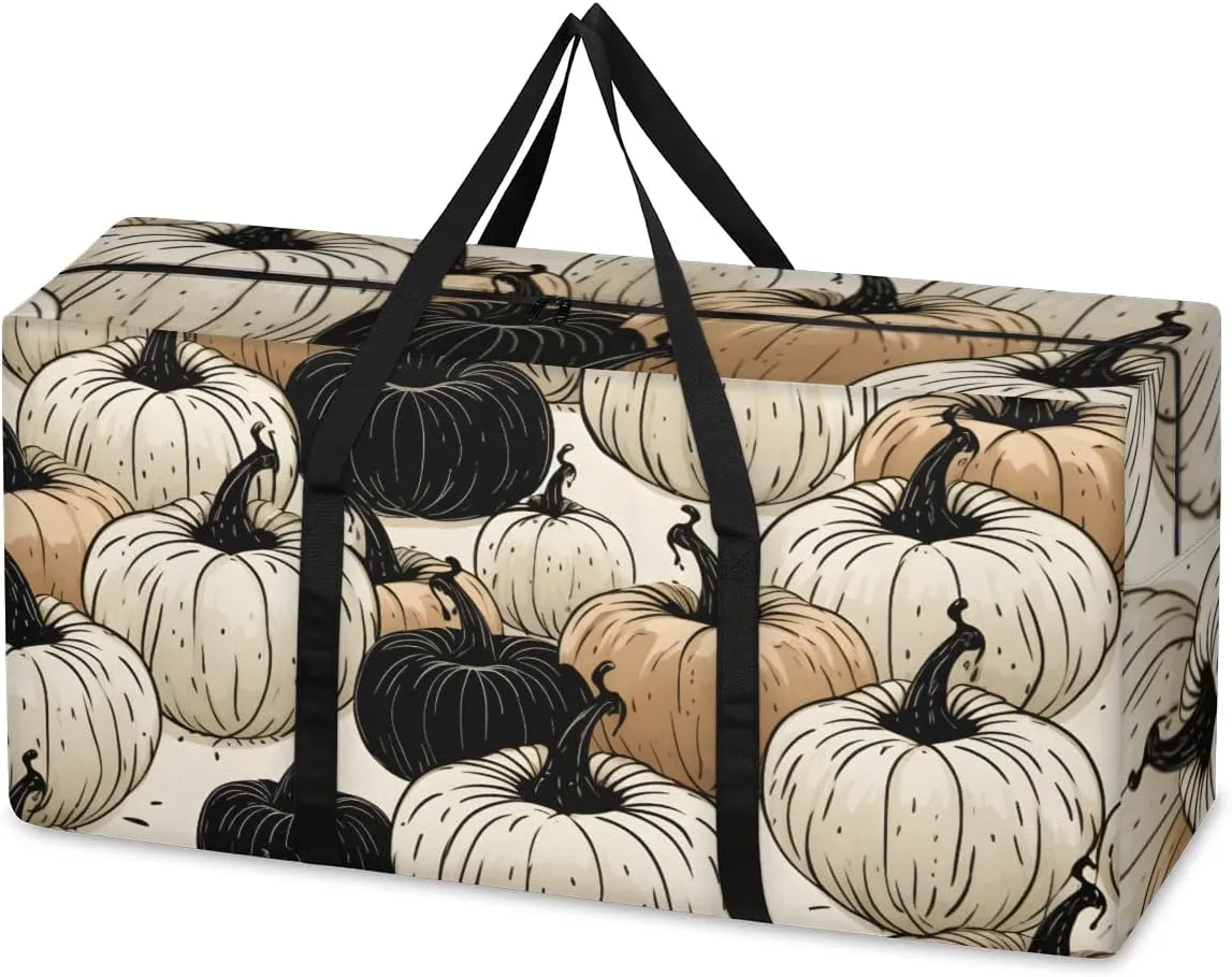 Extra Large Moving Bags Pumpkins Theme Storage Bags with Handles and Zippers Large Packing Bags for Space Saving Storage Totes Moving Supplies
