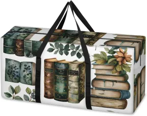 Extra Large Moving Bags with Zippers & Carrying Handles Heavy-Duty Storage Tote for Space Saving Books Butterfly Leaf
