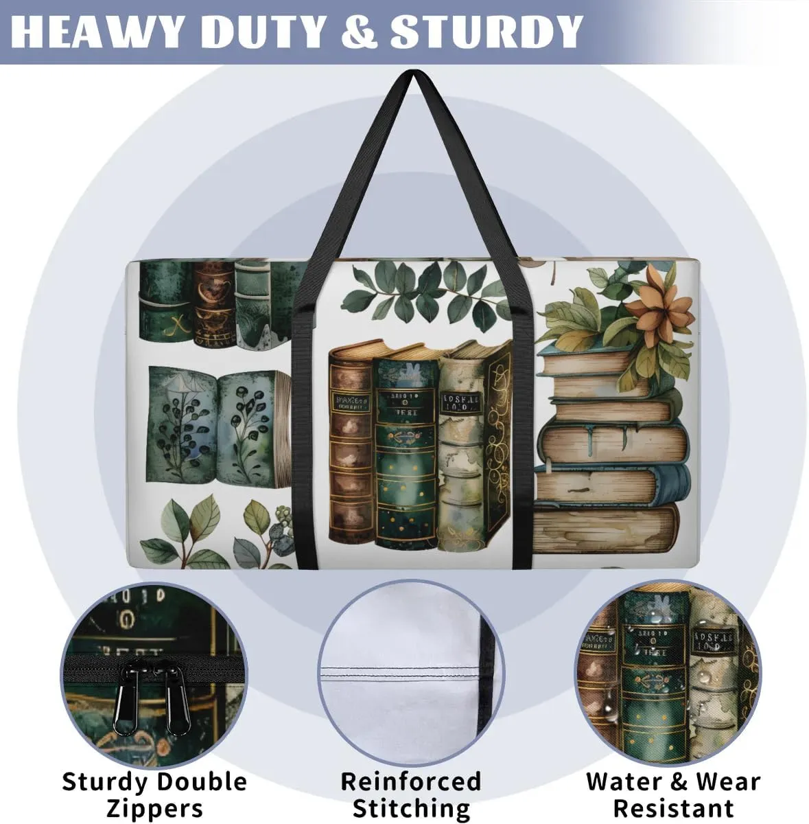 Extra Large Moving Bags with Zippers & Carrying Handles Heavy-Duty Storage Tote for Space Saving Books Butterfly Leaf